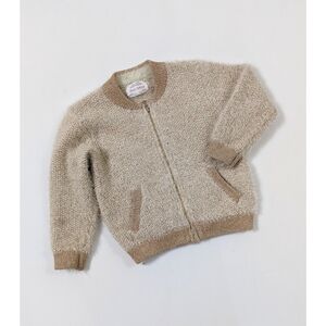 ZARA Knit Textured Sparkly Zip up Bomber Style Sweater Jacket Girl's Size 4